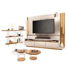 Estante Home Theater Montane Off White Cinamomo e Aparador Infinity e Kit mesa de Centro Sky Cinamomo - HB Móveis Estante Home Theater Montane Off White Cinamomo e Aparador Infinity e Kit mesa de Centro Sky Cinamomo - HB Móveis
