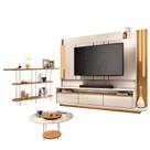Estante Home Theater Montane Off White Cinamomo e Aparador Infinity e mesa de Centro Sky com Tampo de Vidro Cinamomo - HB Móveis Estante Home Theater Montane Off White Cinamomo e Aparador Infinity e mesa de Centro Sky com Tampo de Vidro Cinamomo - HB Móveis