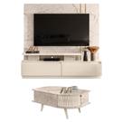 Estante Home Theater New Apolo com Mesa de Centro Indianápolis Calacata Off White Madetec