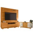 Estante Home Theater Nilo com Pés Cinamomo com Aparador para Sala Buffet Mônaco Cinamomo Off White - Madetec