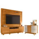 Estante Home Theater Nilo com Pés Cinamomo com Aparador para Sala Buffet Monza Cinamomo Off White - Madetec