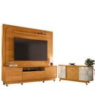 Estante Home Theater Nilo com Rodízios Cinamomo com Aparador para Sala Buffet Mônaco Cinamomo Off White - Madetec