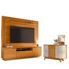 Estante Home Theater Nilo sem Pés Cinamomo com Aparador para Sala Buffet Monza Cinamomo Off White - Madetec