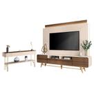 Estante Home Theater Nobre e Aparador Vivant Off White Castanho HB Móveis