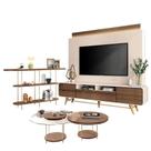 Estante Home Theater Nobre Off White Castanho E Aparador Infinity E Kit Mesa De Centro Sky Castanho Hb Móveis