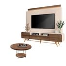 Estante Home Theater Nobre Off White Castanho E Mesa De Centro Sky Castanho - Hb Móveis