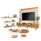 Estante Home Theater Nobre Off White Cinamomo e Aparador Infinity e Kit Mesa de Centro Sky Cinamomo HB Móveis
