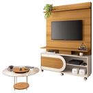 Estante Home Theater Órbis Cinamomo Off White e Mesa de Centro Sky com Tampo de Vidro Cinamomo- HB Móveis