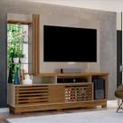 Estante Home Theater Para TV até 60 Polegadas com Espelho e Luminária LED Frizz Plus com Pés Madetec Cor:Fendi / Natural