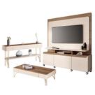 Estante Home Theater Quantum e Aparador Vivant e Mesa de Centro Cadenza Off White Castanho HB Móveis Estante Home Theater Quantum e Aparador Vivant e Mesa de Centro Cadenza Off White Castanho HB Móveis