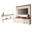 Estante Home Theater Quantum e Aparador Vivant Off White Castanho HB Móveis