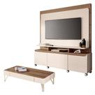 Estante Home Theater Quantum E Mesa De Centro Cadenza Off White Castanho - Hb Móveis