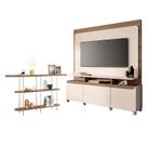 Estante Home Theater Quantum Off White Castanho e Aparador Infinity Castanho HB Móveis
