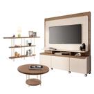 Estante Home Theater Quantum Off White Castanho e Aparador Infinity e Mesa de Centro Sky Castanho HB Móveis
