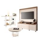 Estante Home Theater Quantum Off White Castanho E Aparador Infinity E Mesa De Centro Sky Off White Hb Móveis