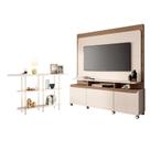 Estante Home Theater Quantum Off White Castanho e Aparador Infinity Off White HB Móveis