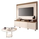 Estante Home Theater Quantum Off White Castanho e Mesa de Centro Sky com Tampo de Vidro Off White HB Móveis Estante Home Theater Quantum Off White Castanho e Mesa de Centro Sky com Tampo de Vidro Off White HB Móveis