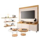 Estante Home Theater Quantum Off White Cinamomo e Aparador Infinity e Kit Mesa de Centro Sky Cinamomo HB Móveis