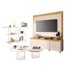 Estante Home Theater Quantum Off White Cinamomo e Aparador Infinity e Kit Mesa de Centro Sky Off White HB Móveis Estante Home Theater Quantum Off White Cinamomo e Aparador Infinity e Kit Mesa de Centro Sky Off White HB Móveis