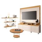 Estante Home Theater Quantum Off White Cinamomo E Aparador Infinity E Mesa De Centro Sky Cinamomo Hb Móveis