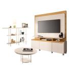 Estante Home Theater Quantum Off White Cinamomo e Aparador Infinity e Mesa de Centro Sky Off White HB Móveis