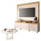 Estante Home Theater Quantum Off White Cinamomo e Mesa de Centro Sky com Tampo de Vidro Off White HB Móveis Estante Home Theater Quantum Off White Cinamomo e Mesa de Centro Sky com Tampo de Vidro Off White HB Móveis