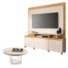 Estante Home Theater Quantum Off White Cinamomo e Mesa de Centro Sky Off White HB Móveis