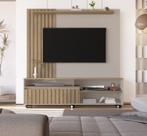Estante Home Theater Ripado para TV até 65 Polegadas MDF 160x188cm Rodízios Havana