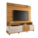 Estante Home Theater Sala Estar Detalhe Ripado TV Até 65 Polegadas 2 Portas de Correr 1 Prateleira Rodízios Cromados Bold