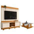 Estante Home Theater Siena com Pés com Mesa de Centro Frizz Cinamomo Off White - Madetec