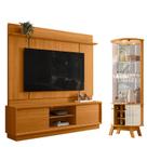 Estante Home Theater Siena sem Pés Cinamomo com Cristaleira Marina Cinamomo Off White - Madetec