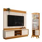 Estante Home Theater Siena sem Pés com Cristaleira Marina Cinamomo Off White - Madetec