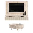 Estante Home Theater Suspenso Gaia Com Mesa De Centro Indianápolis Calacata Off White Madetec
