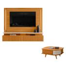 Estante Home Theater Suspenso Gaia com Mesa de Centro Indianápolis Cinamomo Off White Madetec
