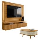 Estante Home Theater Suspenso Gaia com Mesa de Centro Indianápolis Cumaru Opala Madetec