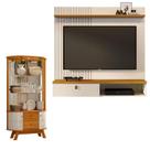 Estante Home Theater Suspenso Íris com Cristaleira Moss Cinamomo Off White Madetec