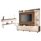 Estante Home Theater Titan e Aparador Vivant Castanho Off White - HB Móveis Estante Home Theater Titan e Aparador Vivant Castanho Off White - HB Móveis