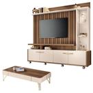 Estante Home Theater Titan e Mesa de Centro Cadenza Castanho Off White - HB Móveis