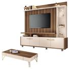 Estante Home Theater Titan E Mesa De Centro Cadenza Castanho Off White - Hb Móveis