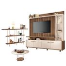 Estante Home Theater Titan Off White Castanho e Aparador Infinity Castanho - HB Móveis