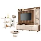 Estante Home Theater Titan Off White Castanho e Aparador Infinity e Mesa de Centro sky Off White - HB Móveis Estante Home Theater Titan Off White Castanho e Aparador Infinity e Mesa de Centro sky Off White - HB Móveis