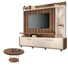 Estante Home Theater Titan Off White Castanho e Mesa de Centro sky Castanho - HB Móveis