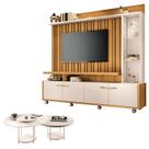 Estante Home Theater Titan Off White Cinamomo e Kit Mesa de Centro sky Off White - HB Móveis