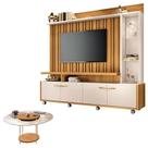 Estante Home Theater Titan Off White Cinamomo e Mesa de Centro sky com Tampo de Vidro Cinamomo - HB Móveis