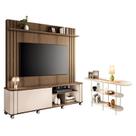 Estante Home Theater Trinus Castanho Off White com Aparador Infinity Off White - HB Móveis