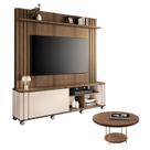 Estante Home Theater Trinus Castanho Off White com Mesa de Centro Sky Castanho - HB Móveis Estante Home Theater Trinus Castanho Off White com Mesa de Centro Sky Castanho - HB Móveis