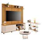 Estante Home Theater Trinus Cinamomo Off White com Mesa de Centro Sky e Aparador infinity Off White -HB Móveis