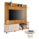 Estante Home Theater Trinus Cinamomo Off White com Mesa de Centro Sky Off White -HB Móveis