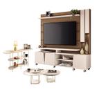 Estante Home Theater Virtus Castanho Off White com Kit de Mesa de Centro Sky e Aparador Infinity Off White - HB Móveis