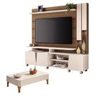 Estante Home Theater Virtus Castanho Off White com Mesa de Centro Liz Off White - HB Móveis